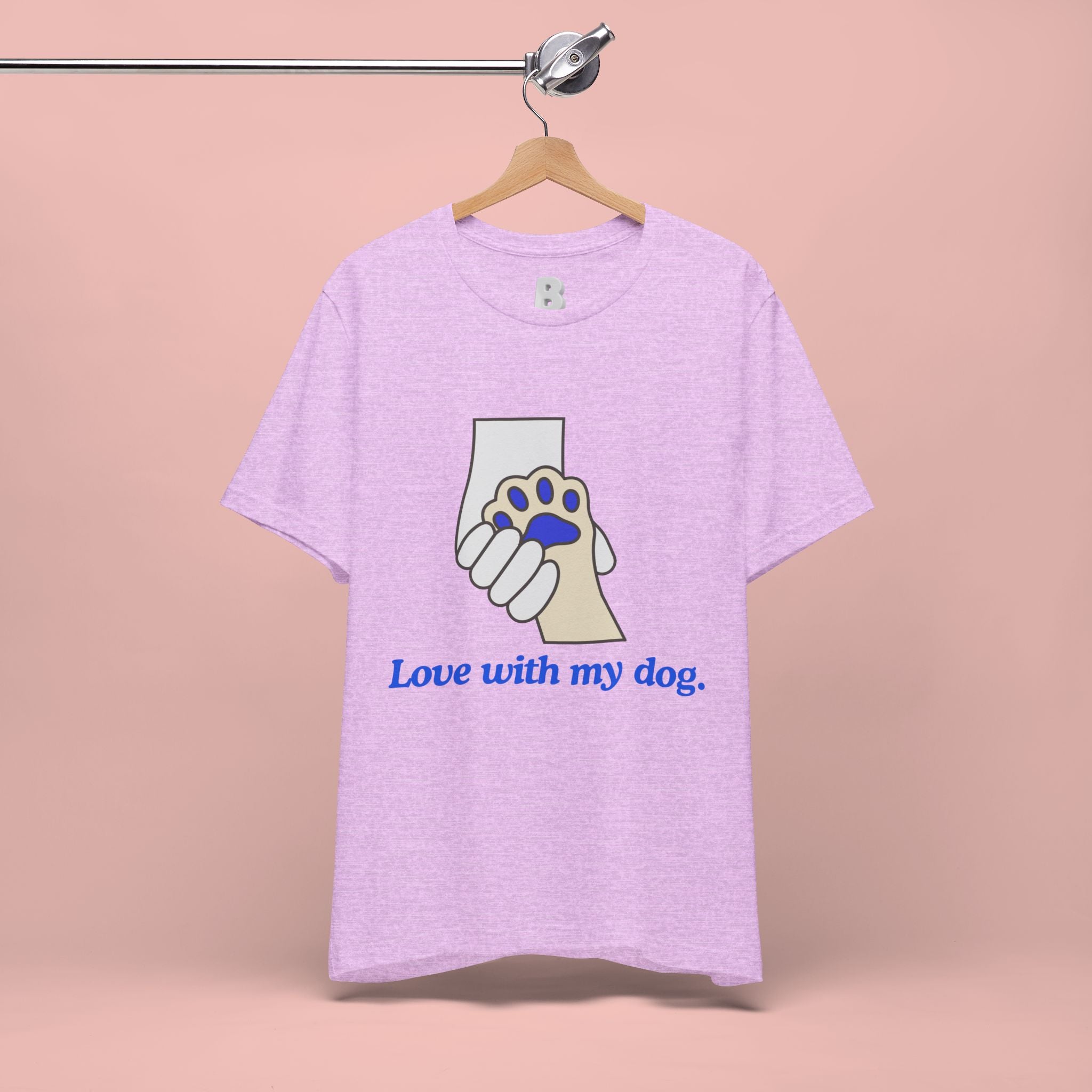 Dog Lover T-Shirt — "Love with my dog." Paw Print Graphic