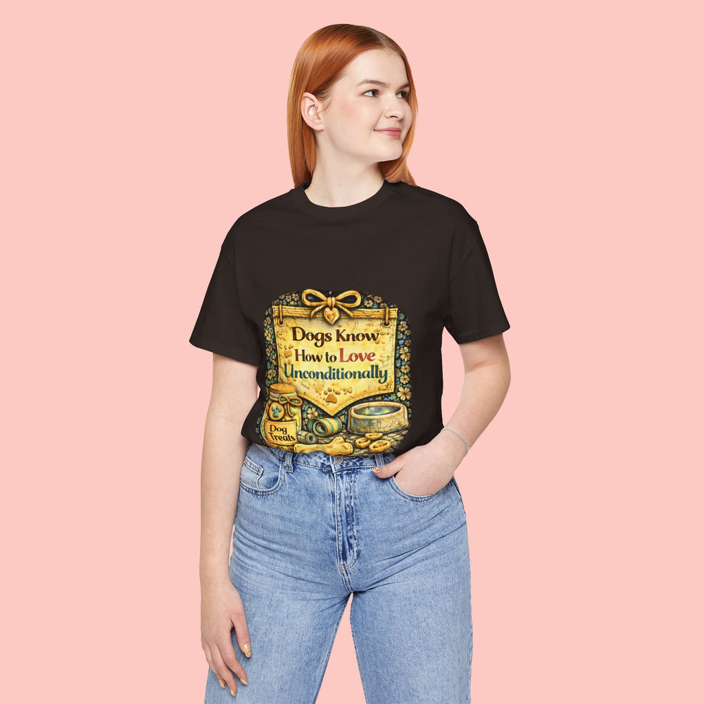 Dog Lovers T‑Shirt – "Dogs Know How to Love Unconditionally" Vintage Design