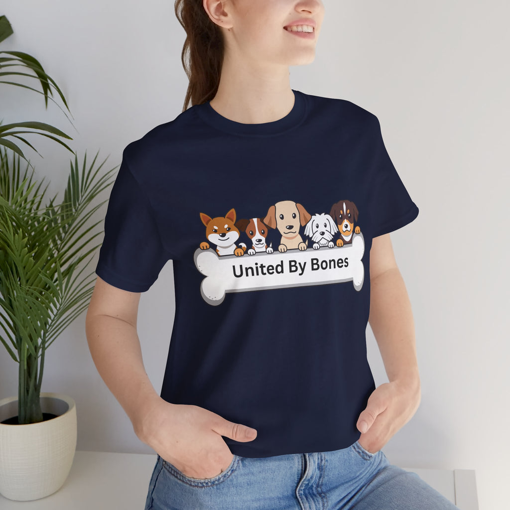 Dog Lover T‑Shirt — "United By Bones" Cute Cartoon Dogs Tee