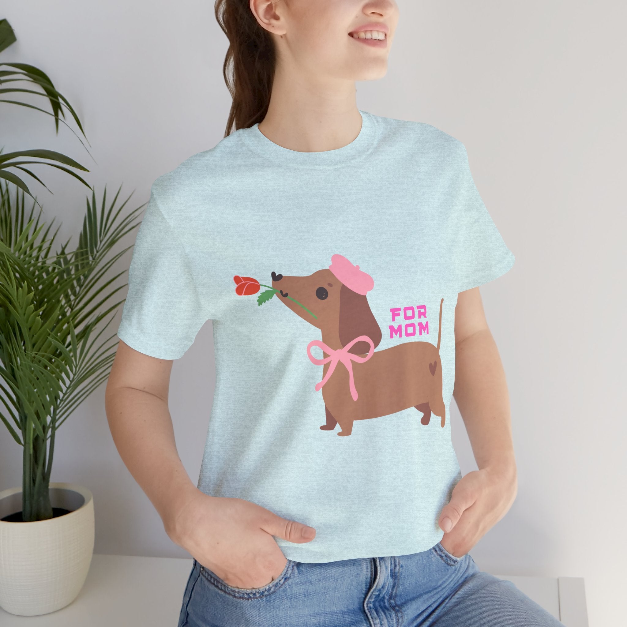 Mommy’s Dachshund Tee – Cute Dog with Rose “For Mom” Shirt