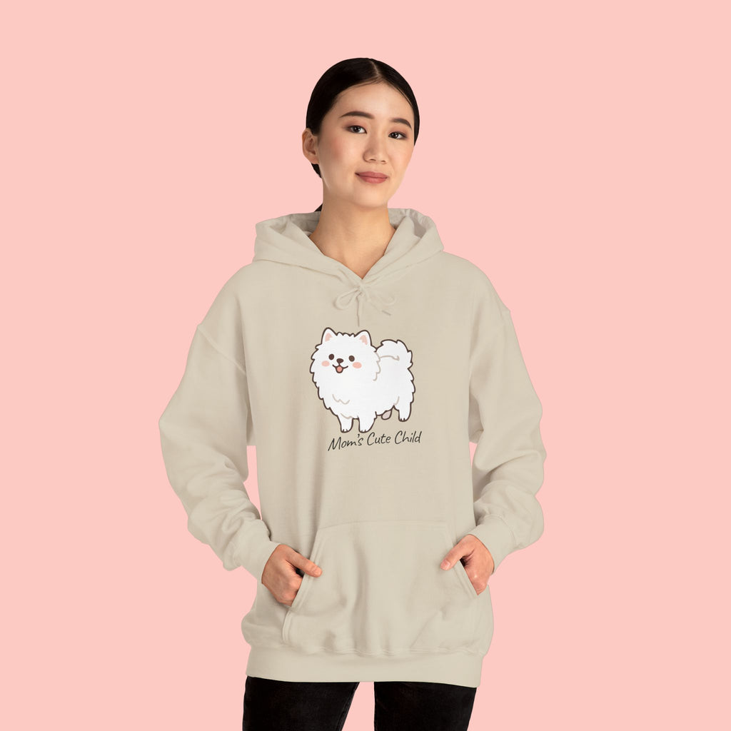 Pomeranian 'Mom's Little Child' Hoodie – Cute White Dog Graphic Pullover