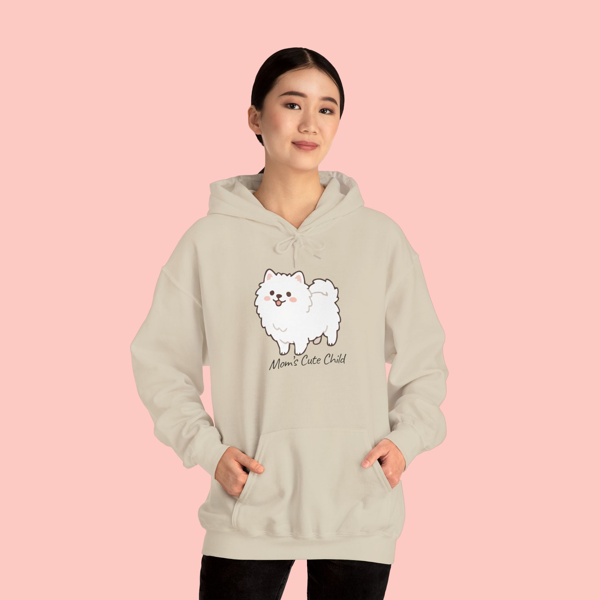 Pomeranian 'Mom's Little Child' Hoodie – Cute White Dog Graphic Pullover