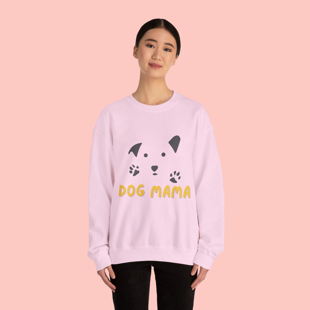 Dog Mama Crewneck Sweatshirt – Cute Paw Print & Puppy Graphic