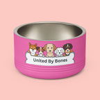 United By Bones 18oz Pet Bowl — Cute Cartoon Dogs Stainless Steel Bowl for Dogs & Cats