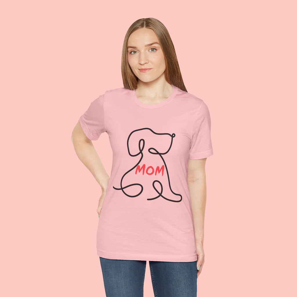 Mom Dog T-Shirt — Minimal Line Art Puppy Tee for Dog Moms, Mother's Day Gift