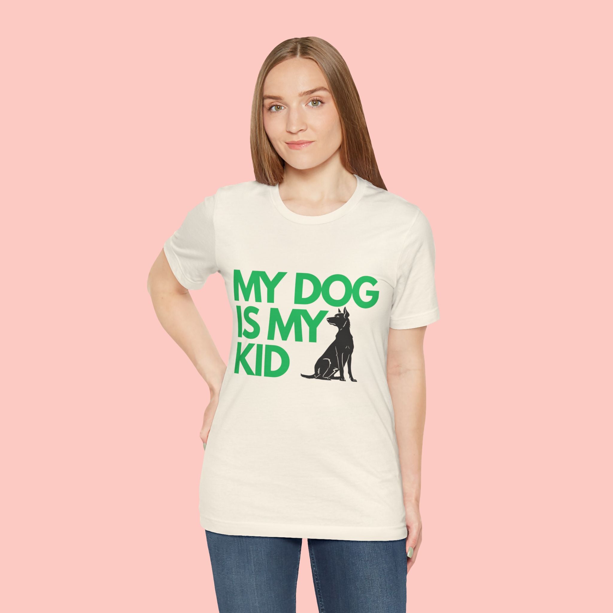 My Dog Is My Kid T-Shirt — Funny Pet Mom/Dad Tee with Sitting Dog Graphic