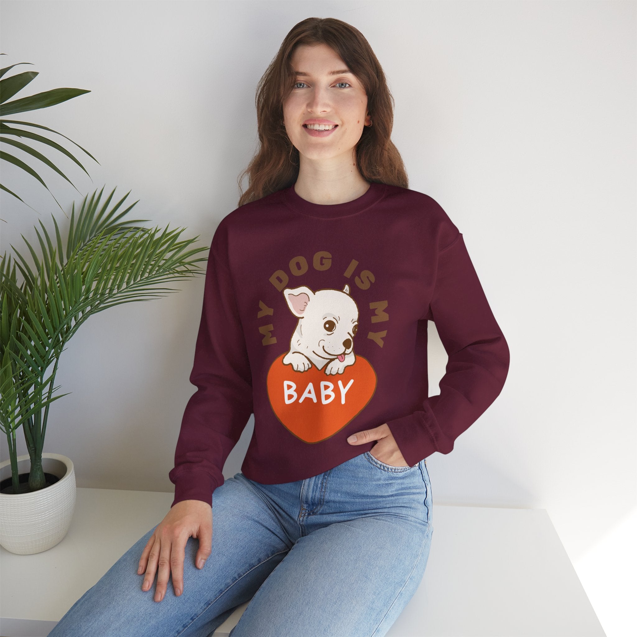 Dog Is My Baby Sweatshirt — Cute Puppy Heart Graphic Crewneck