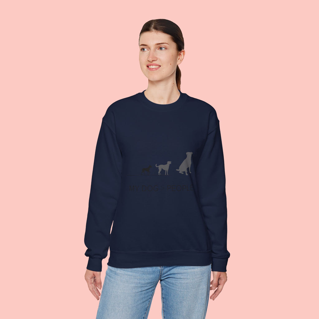 My Dog > People Sweatshirt - Cute Dog Silhouette Crewneck for Dog Lovers