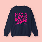 Proud Dog Mom Crewneck Sweatshirt — Retro Pink Graphic