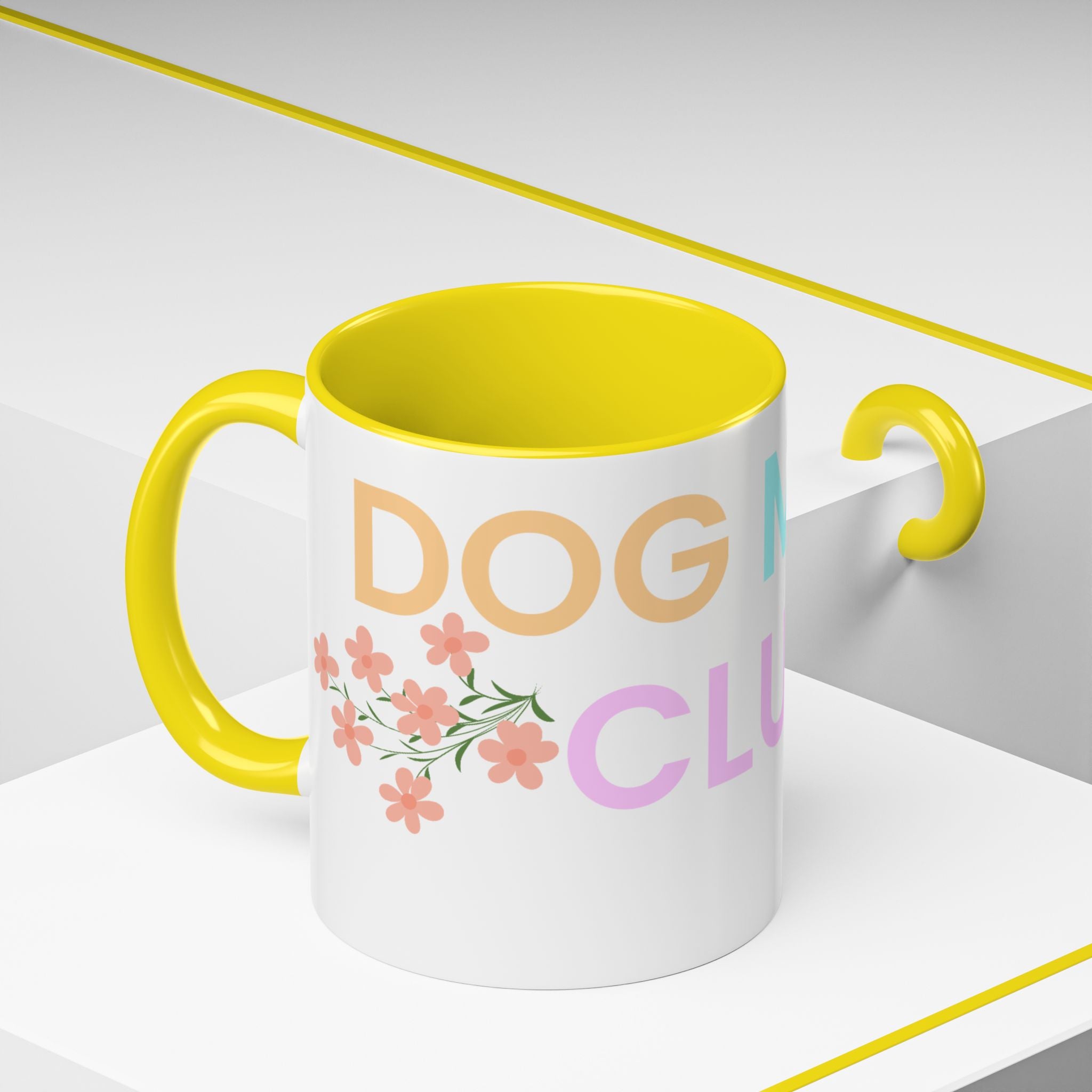 Dog Mom Club Accent Coffee Mug – Colorful Paw Print 11/15oz