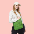 Dog Mom Tote Bag — Green All-Over-Print Cute Line-Drawing Dogs