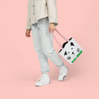 Dog Mom Canvas Tote Bag — Cute Paw Print Dog Face Tote for Pet Lovers