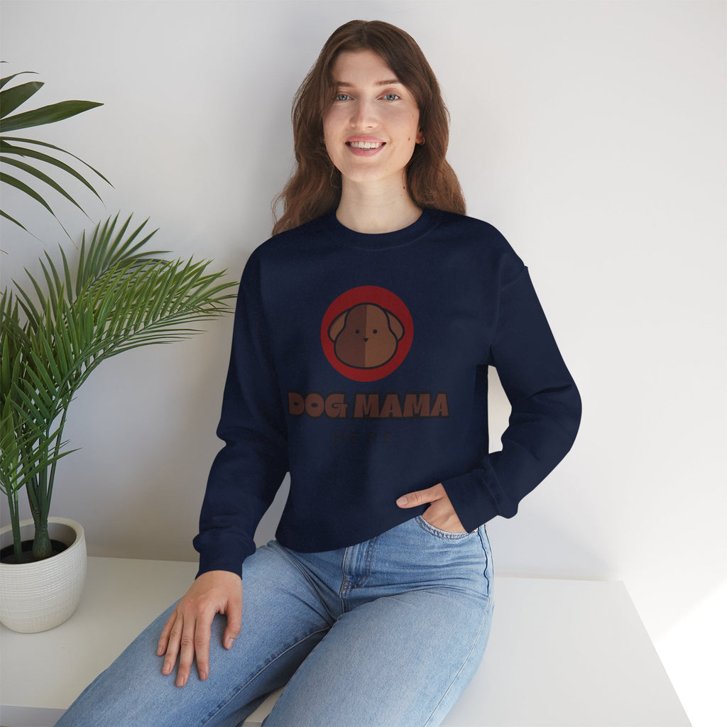 Dog Mama Crewneck Sweatshirt – Cute Brown Pup Graphic ‘Dog Mama’ Design