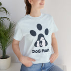 Dog Mom T‑Shirt — Paw Print with Dog & Puppy Graphic
