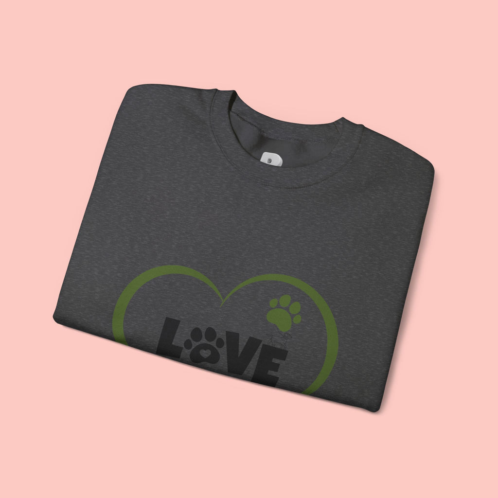 Dog Mom Heart Crewneck Sweatshirt — "LOVE Proud Dog Mom" Graphic