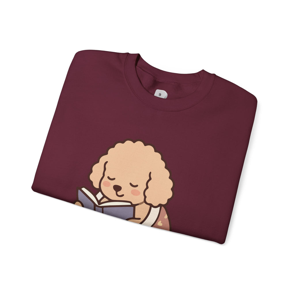 Cozy Reading Puppy Sweatshirt — "Paw Prints On My Soul" Crewneck
