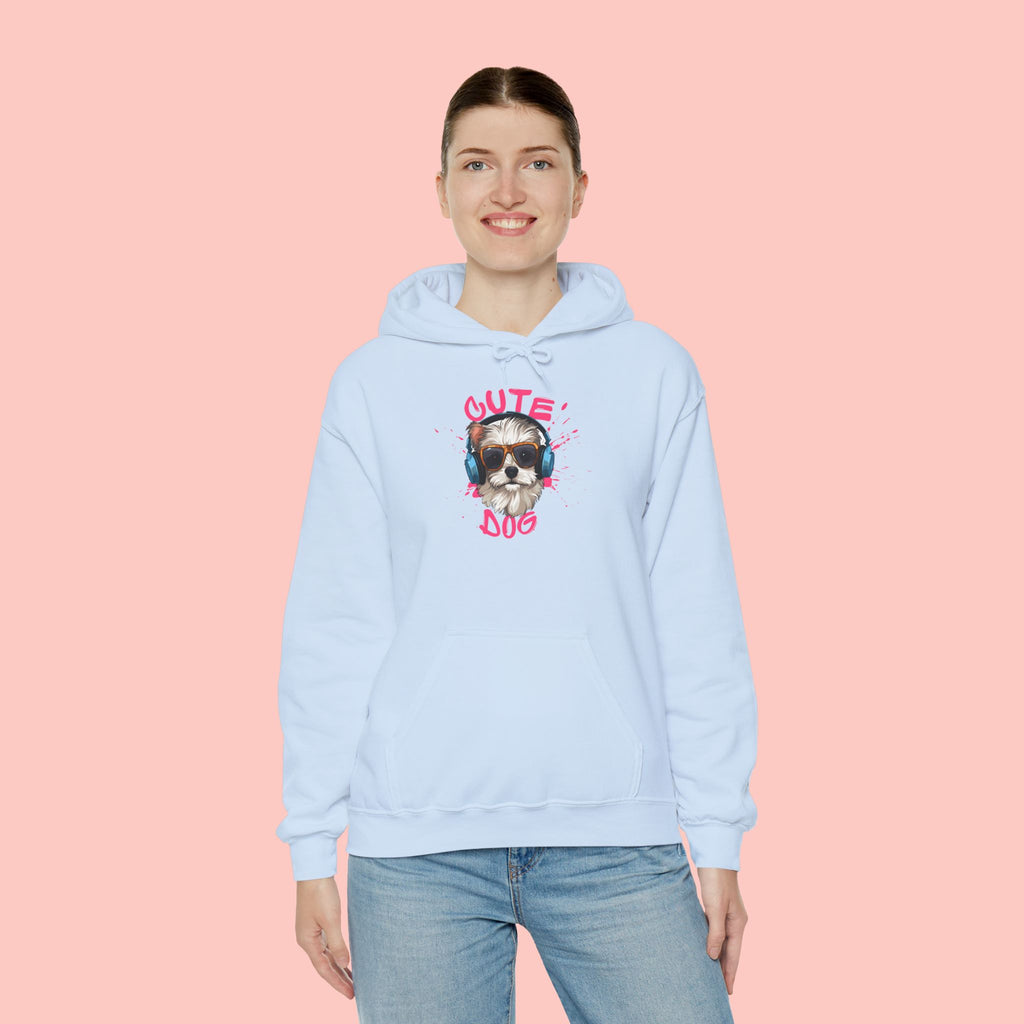 Cute Dog Hoodie with Headphones – 'Cute Dog' Graphic Pet Lover Sweatshirt