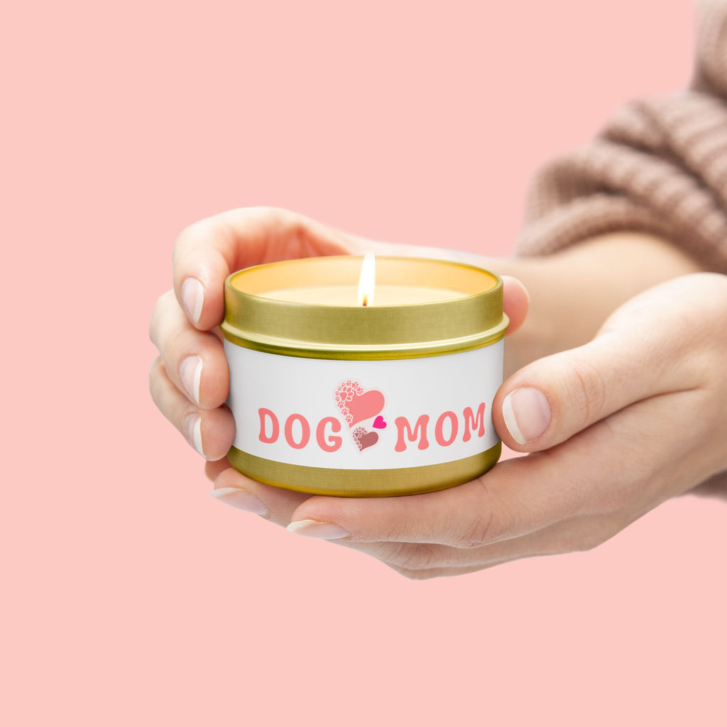 Dog Mom Tin Candle — Heart Paw Scented Travel Candle (Perfect Gift for Dog Lovers)
