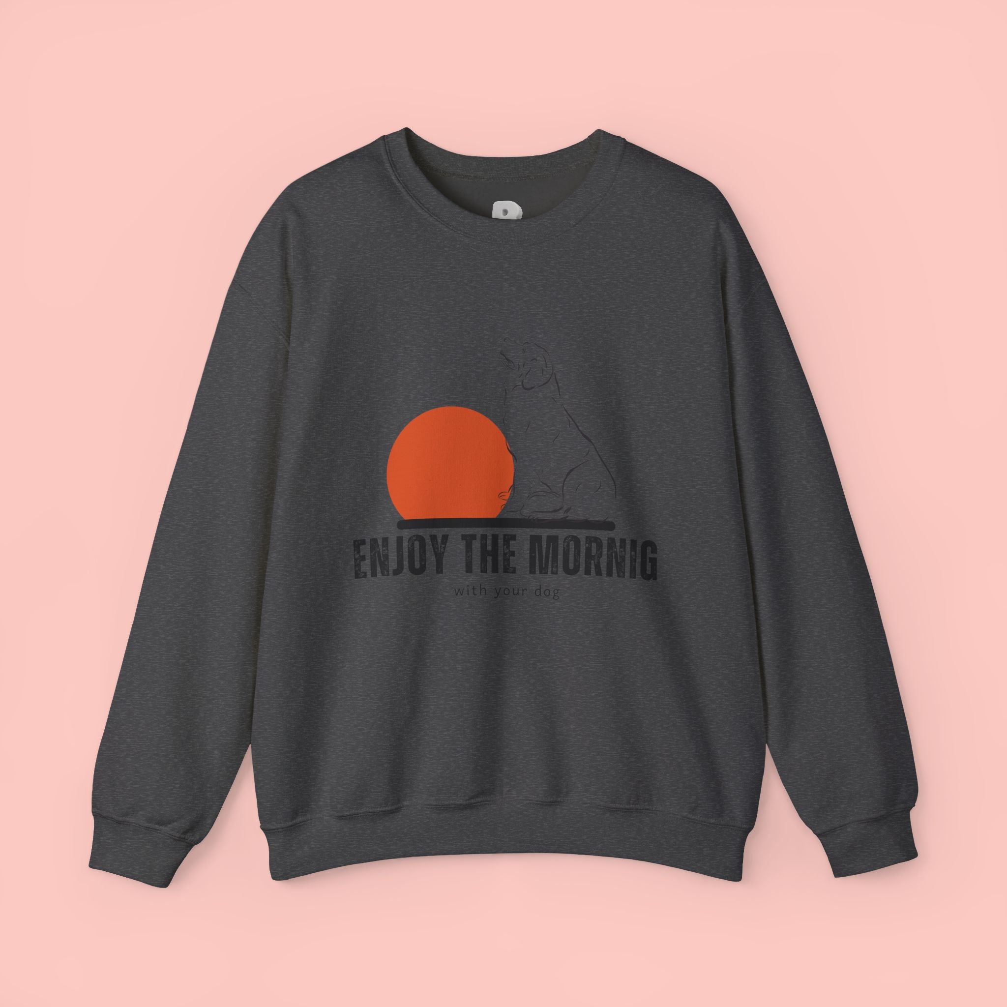 Enjoy the Morning Dog Crewneck Sweatshirt — Sunrise Labrador Graphic