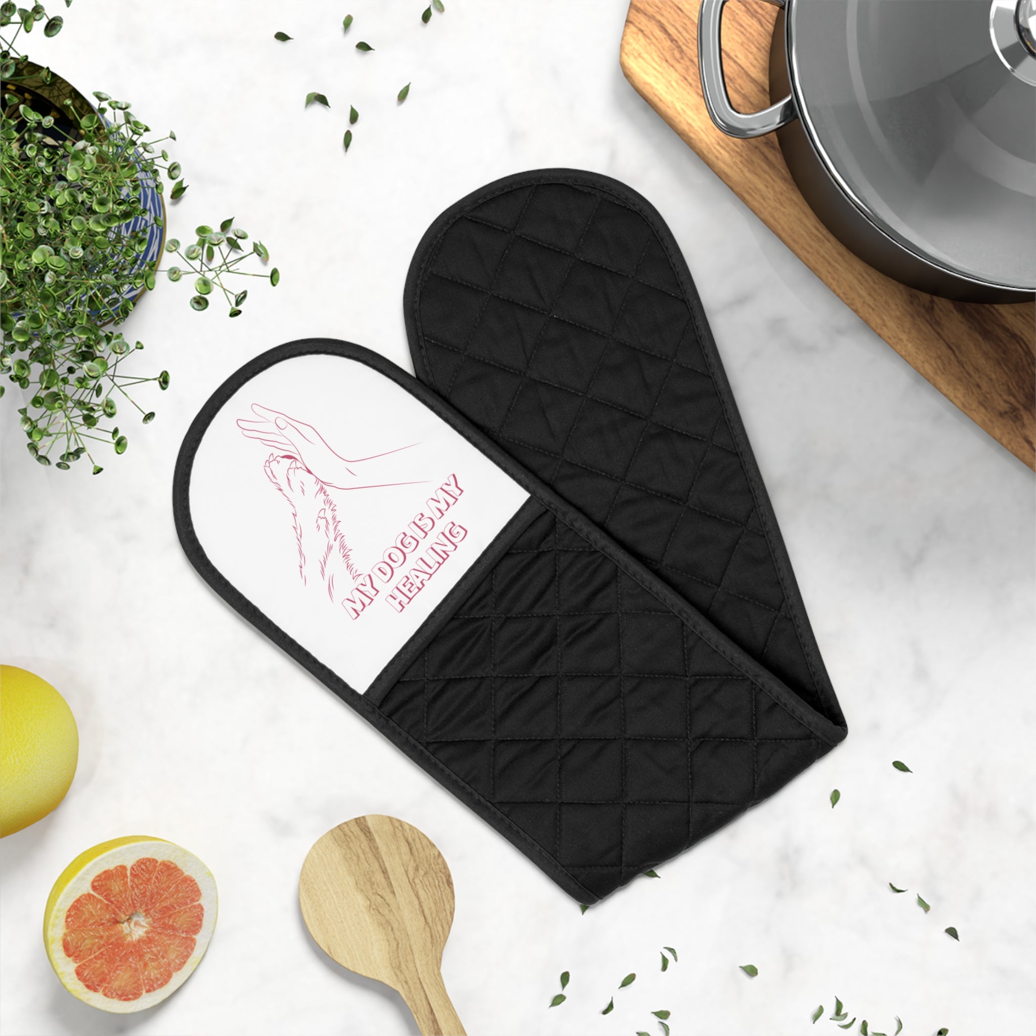 Love Paw Oven Mitts - Double-Sided Heat-Resistant Pot Holder for Pet Lovers