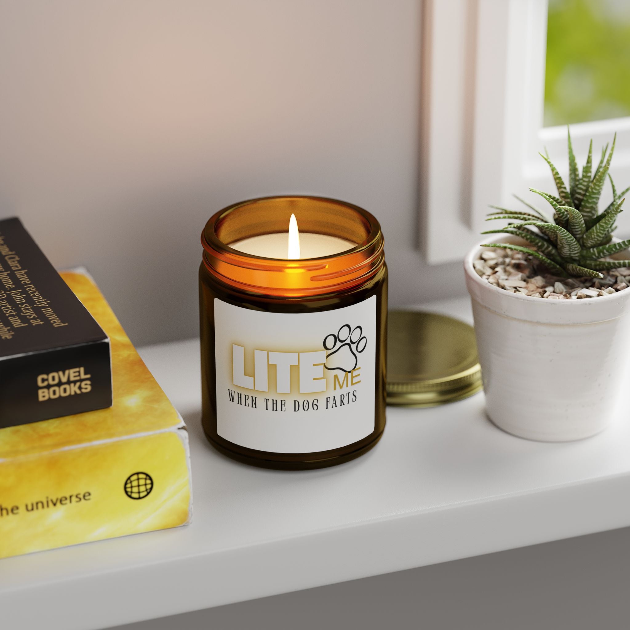 Coconut Apricot Scented Candle — "Lite Me When The Dog Farts" (4oz / 9oz)
