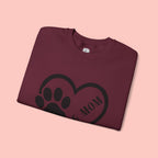 Dog Mom Heart Paw Sweatshirt — Women's Crewneck for Pet Lovers