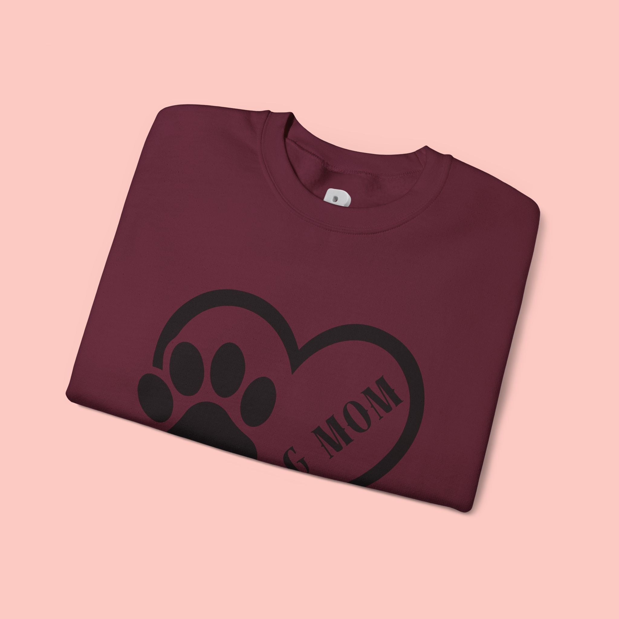 Dog Mom Heart Paw Sweatshirt — Women's Crewneck for Pet Lovers
