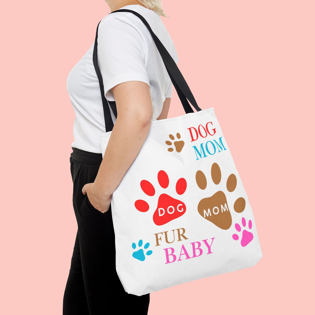 Dog Mom Tote Bag – "Fur Baby" Paw Print AOP Tote