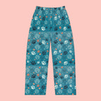 Women's Pajama Pants - Teal Paw Print All-Over-Print Lounge Pajamas