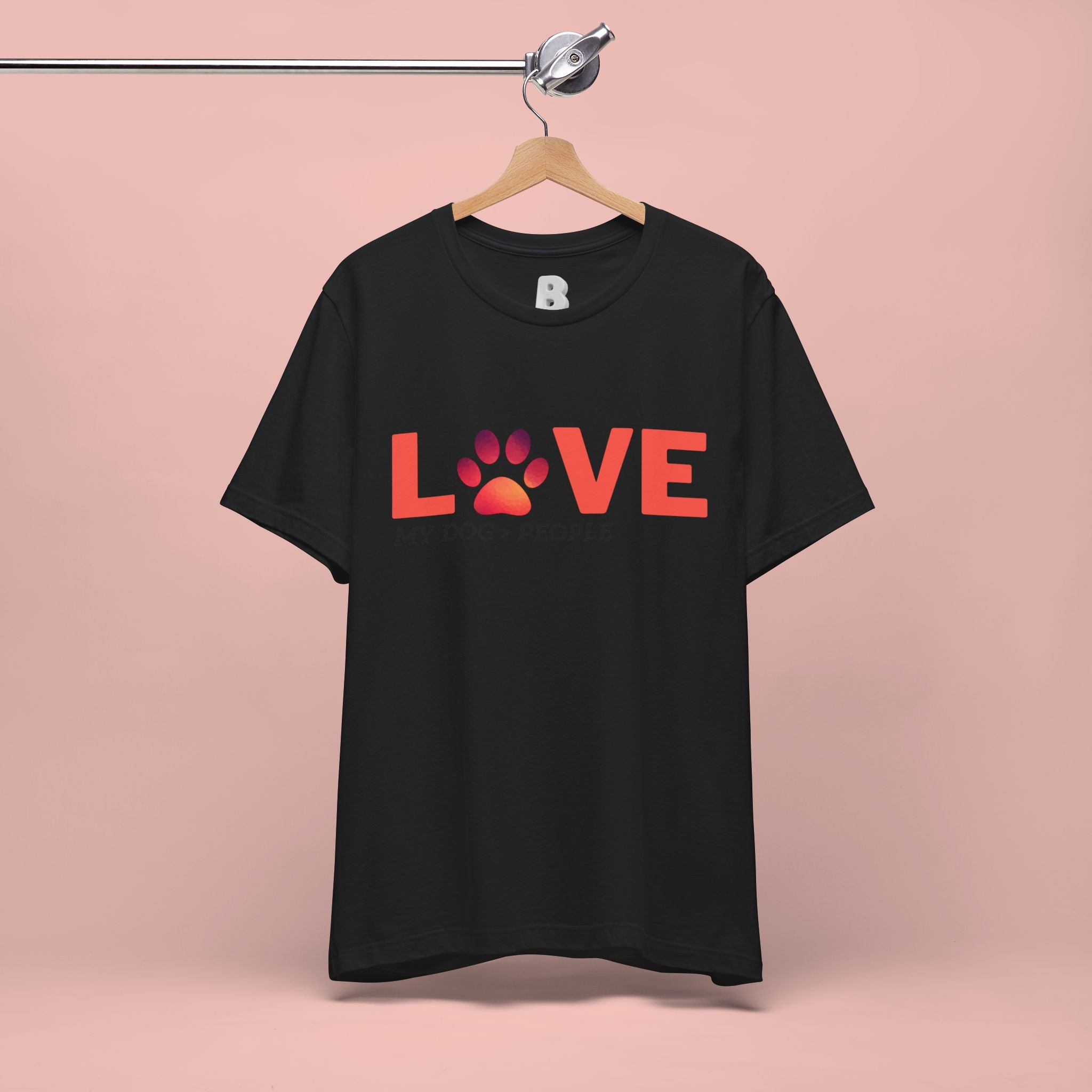 Dog Lover Tee - "LOVE My Dog > People" Paw Print Graphic T-Shirt