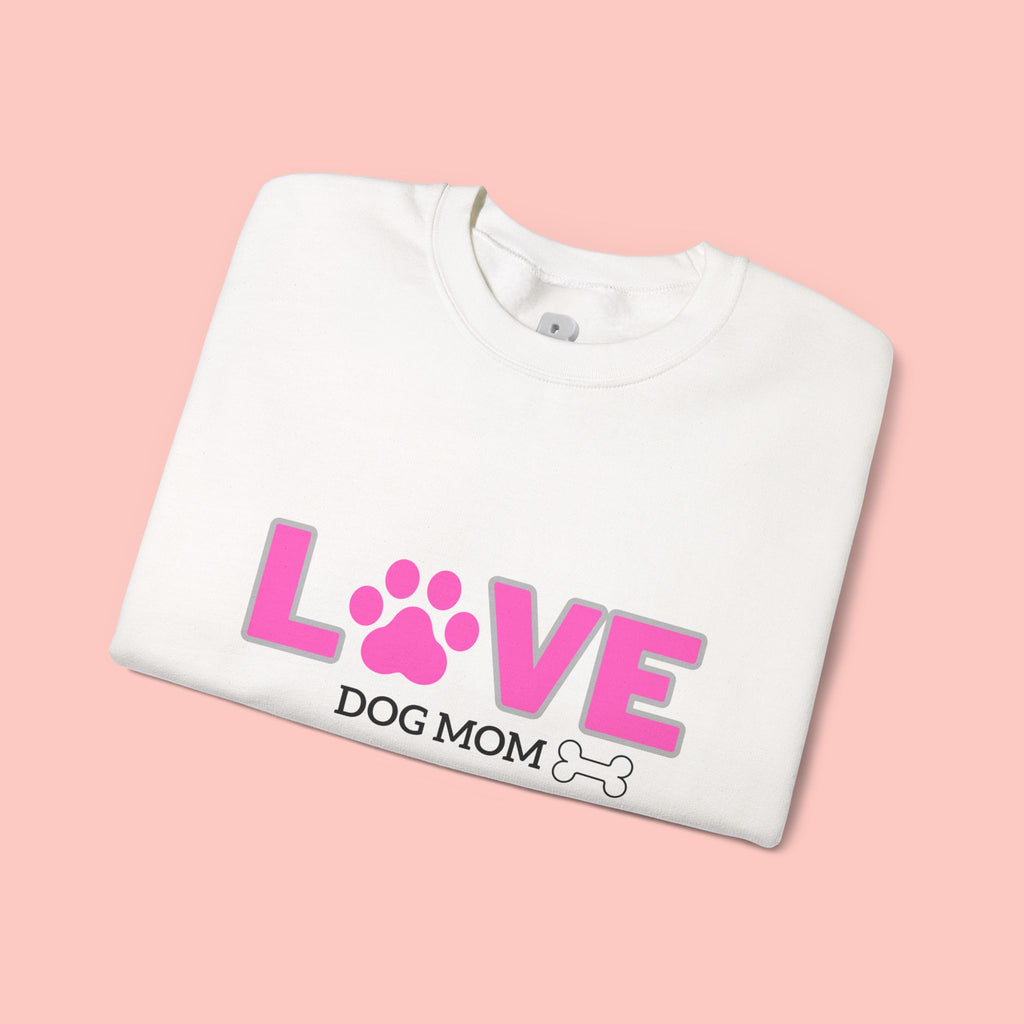 Dog Mom Love Crewneck Sweatshirt — Pink Paw Graphic