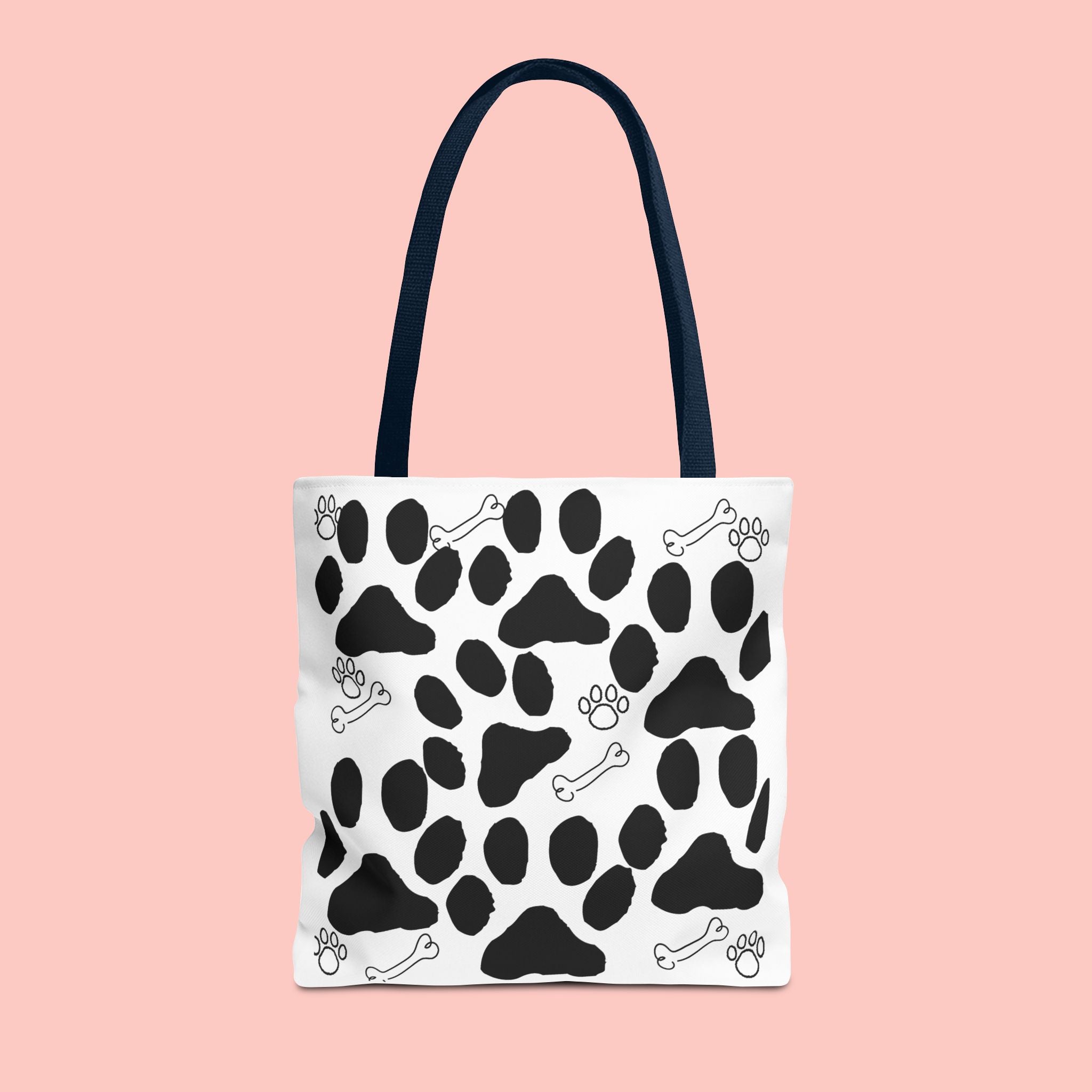 Dalmatian Paw Print Tote Bag — Dog Bones & Paw Pattern AOP Tote