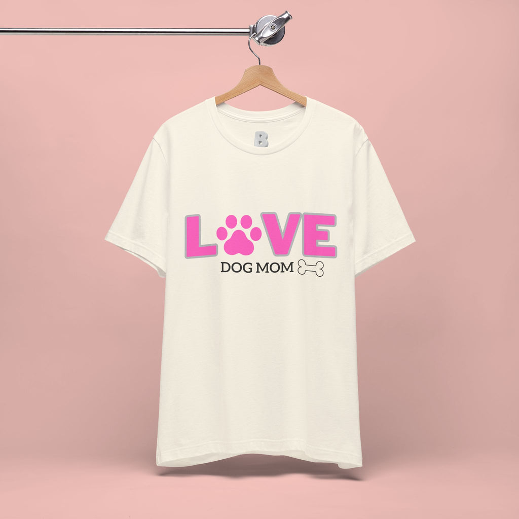 Love Dog Mom T-Shirt — Pink Paw Graphic Tee
