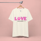 Love Dog Mom T-Shirt — Pink Paw Graphic Tee