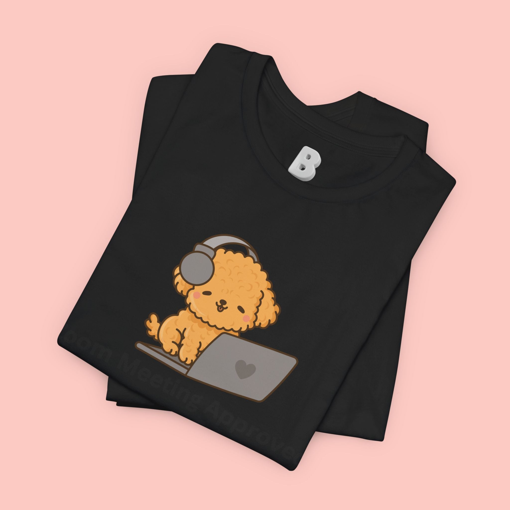 Zoom Meeting Approved Tee — Cute Puppy with Headset Laptop Graphic