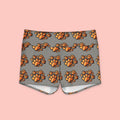 Paw Print Yoga Shorts — Women's Grey Activewear with Orange Paw Pattern