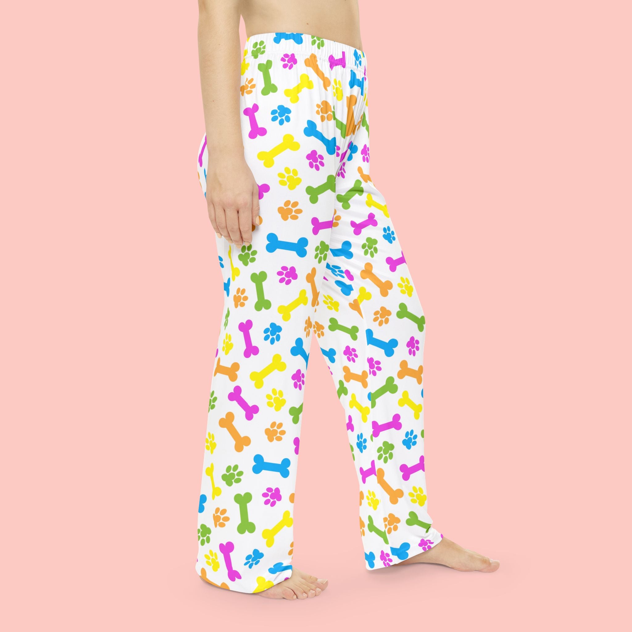 Women's Pajama Pants — Colorful Dog Bones & Paw Print Sleepwear