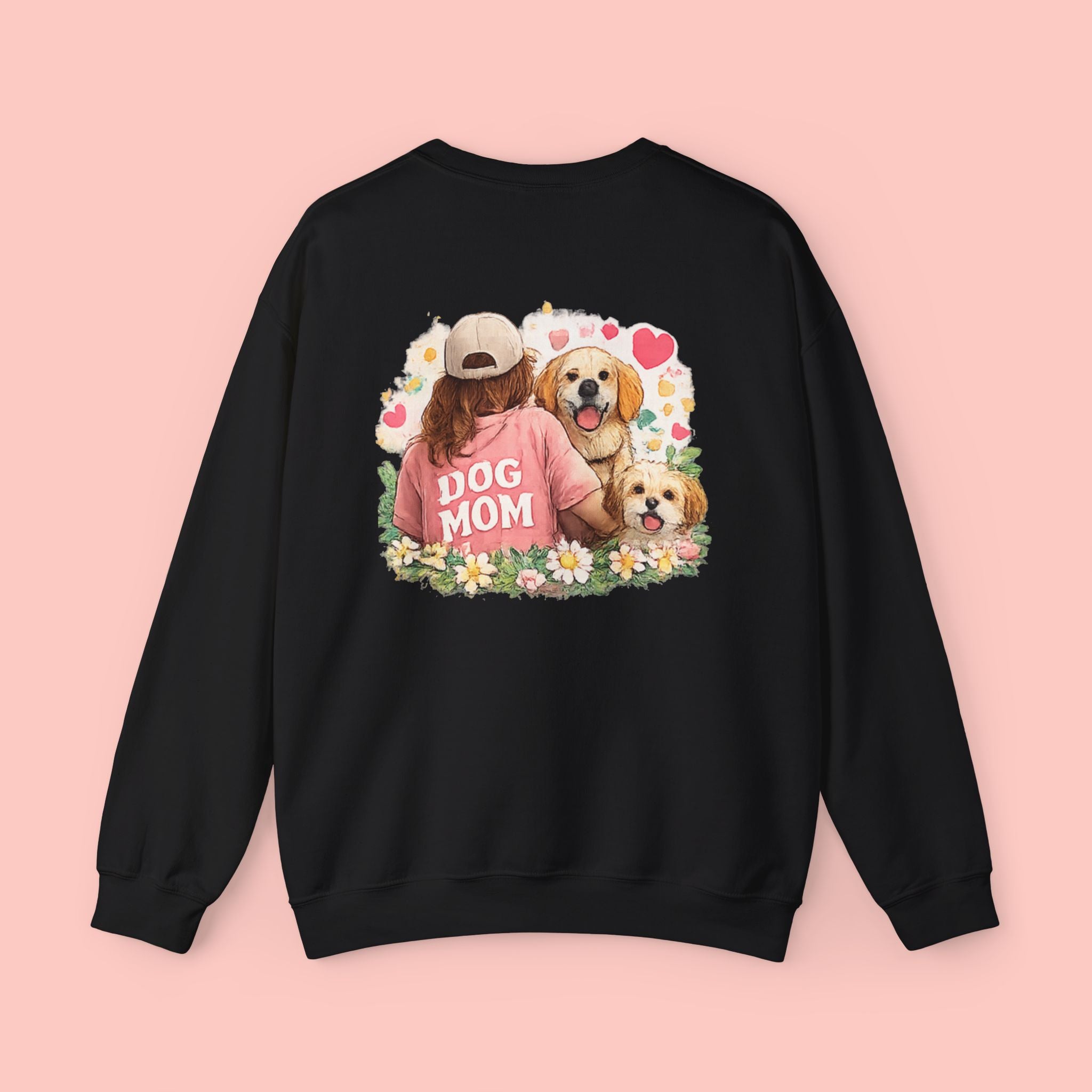 Dog Mom Crewneck Sweatshirt – Cute Floral Paw Print Back Graphic