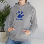 Dog Mom Paw Print Hoodie – Cute Pet Lover Sweatshirt, Blue Paw 'DOG MOM' Design