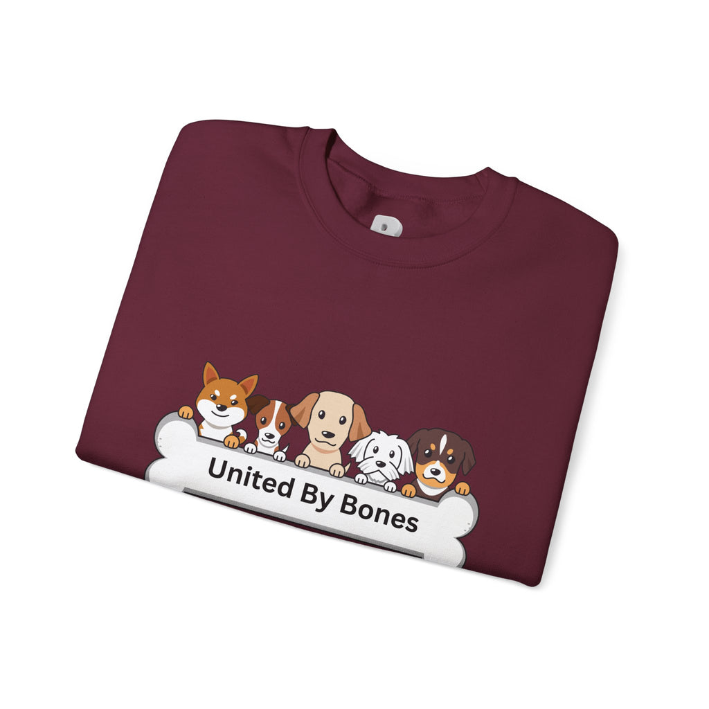 Dog Crewneck Sweatshirt — "United By Bones" Cute Puppy Graphic