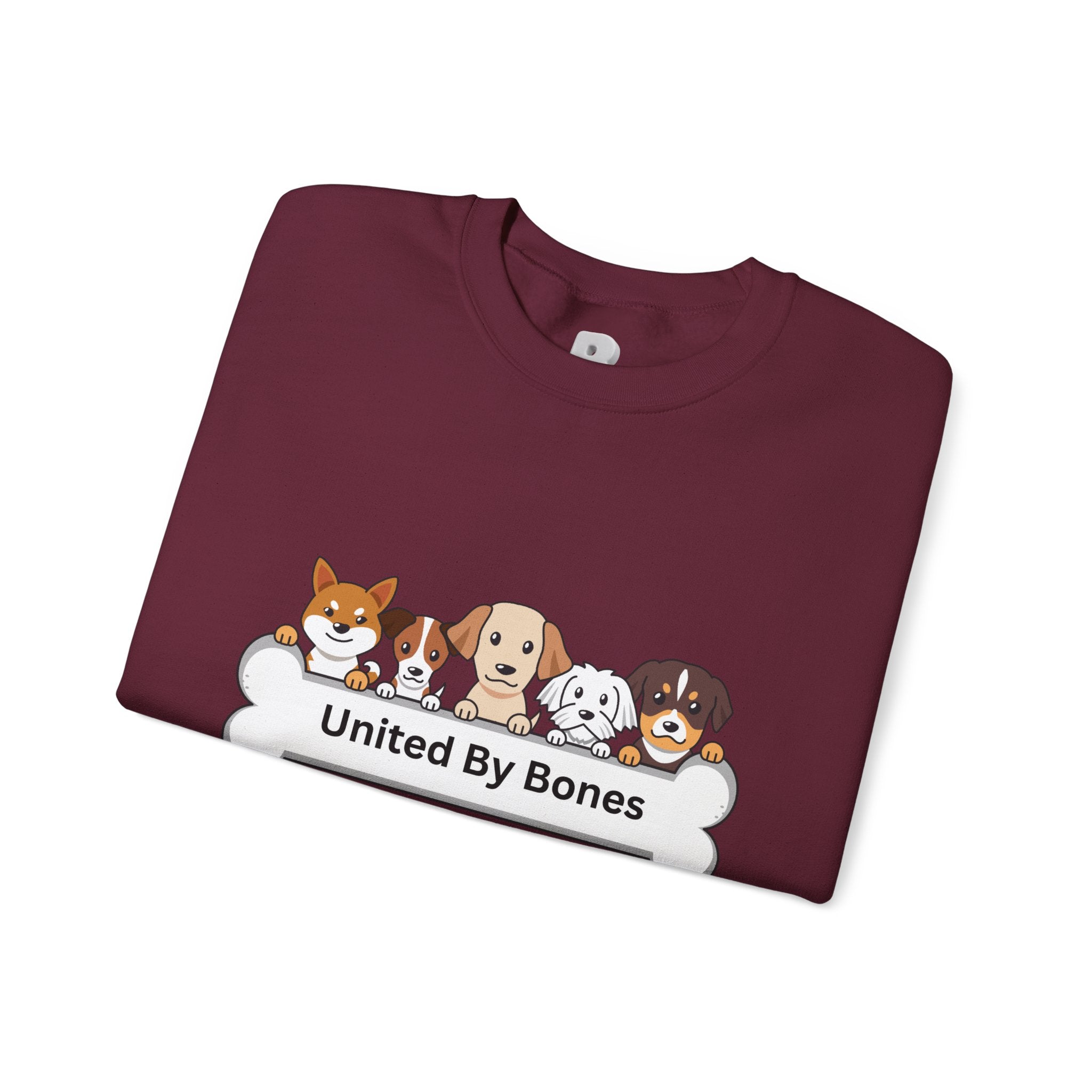 Dog Crewneck Sweatshirt — "United By Bones" Cute Puppy Graphic