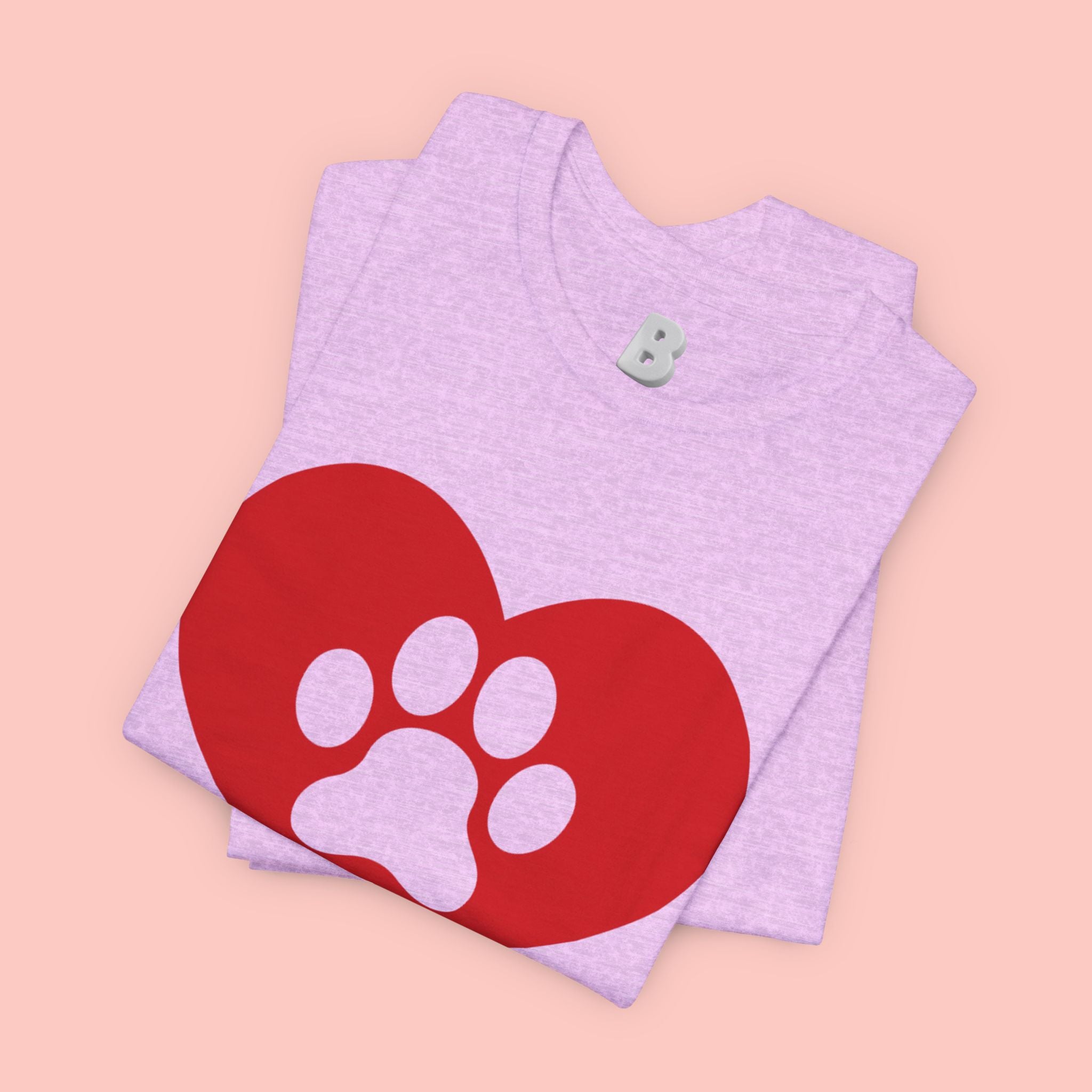 Pet Lover T-Shirt — Red Heart Paw Print Tee