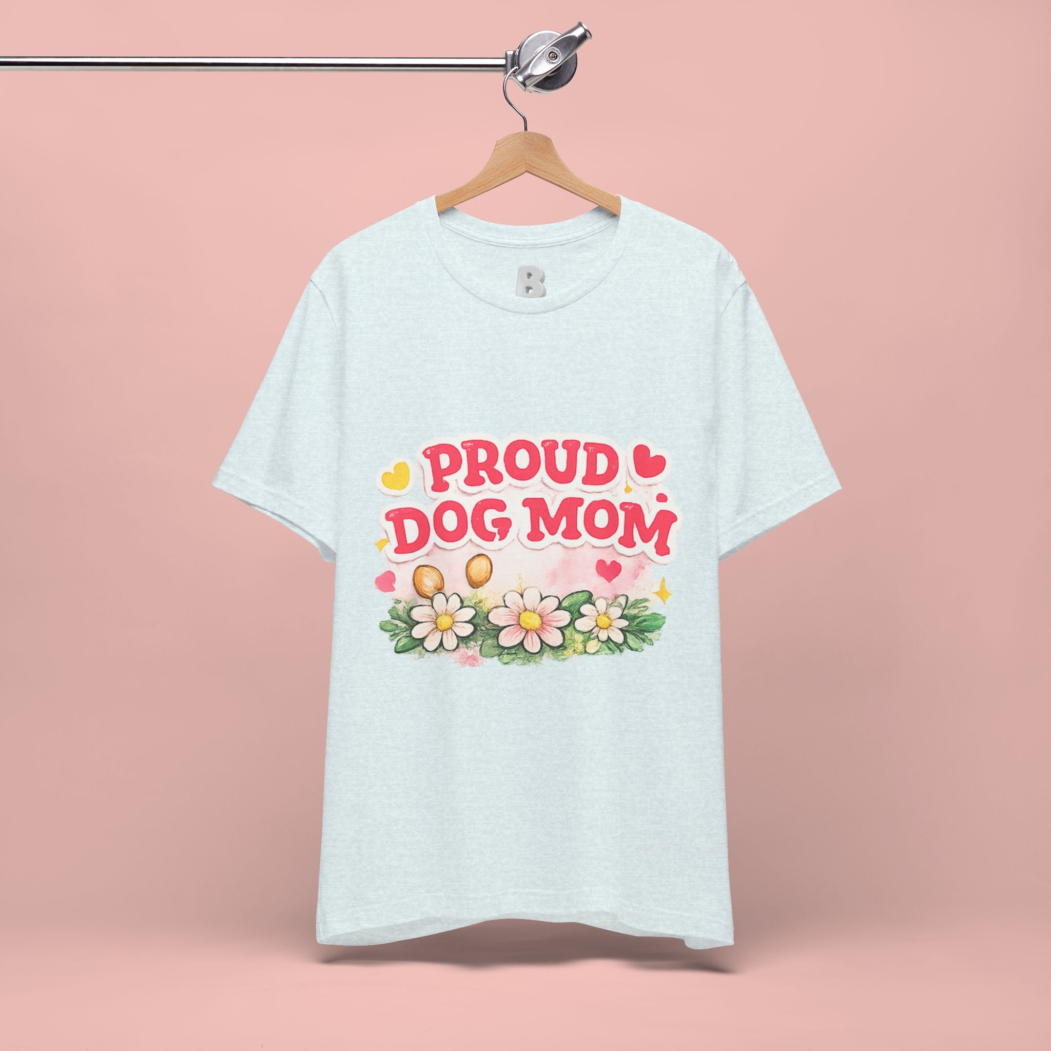 Proud Dog Mom Tee – Floral Retro Heart Design