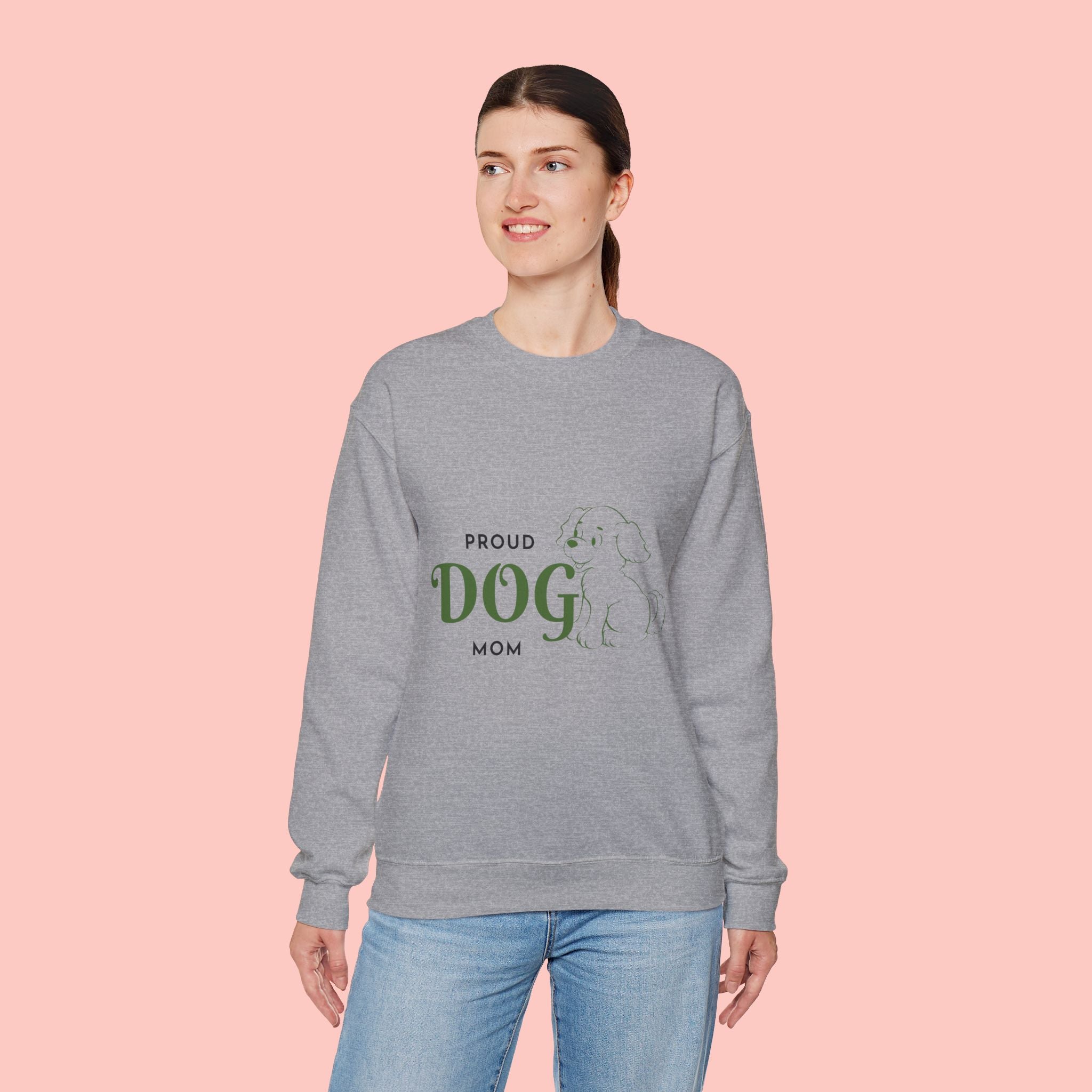 Proud Dog Mom Sweatshirt – Cute Dog Outline Crewneck for Pet Lovers