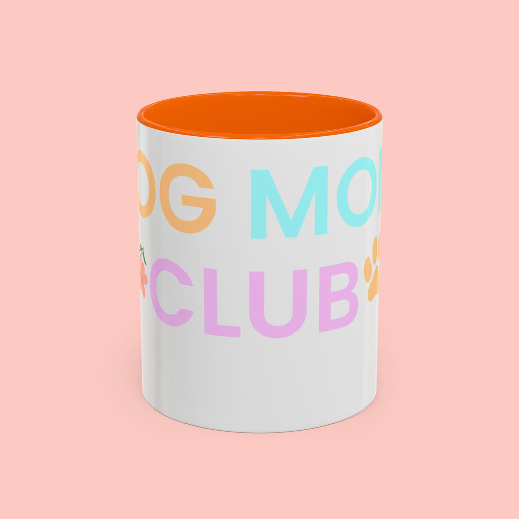 Dog Mom Club Accent Coffee Mug – Colorful Paw Print 11/15oz