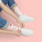 Paw Print Crew Socks — Pink Heart & Paw Sublimation Socks
