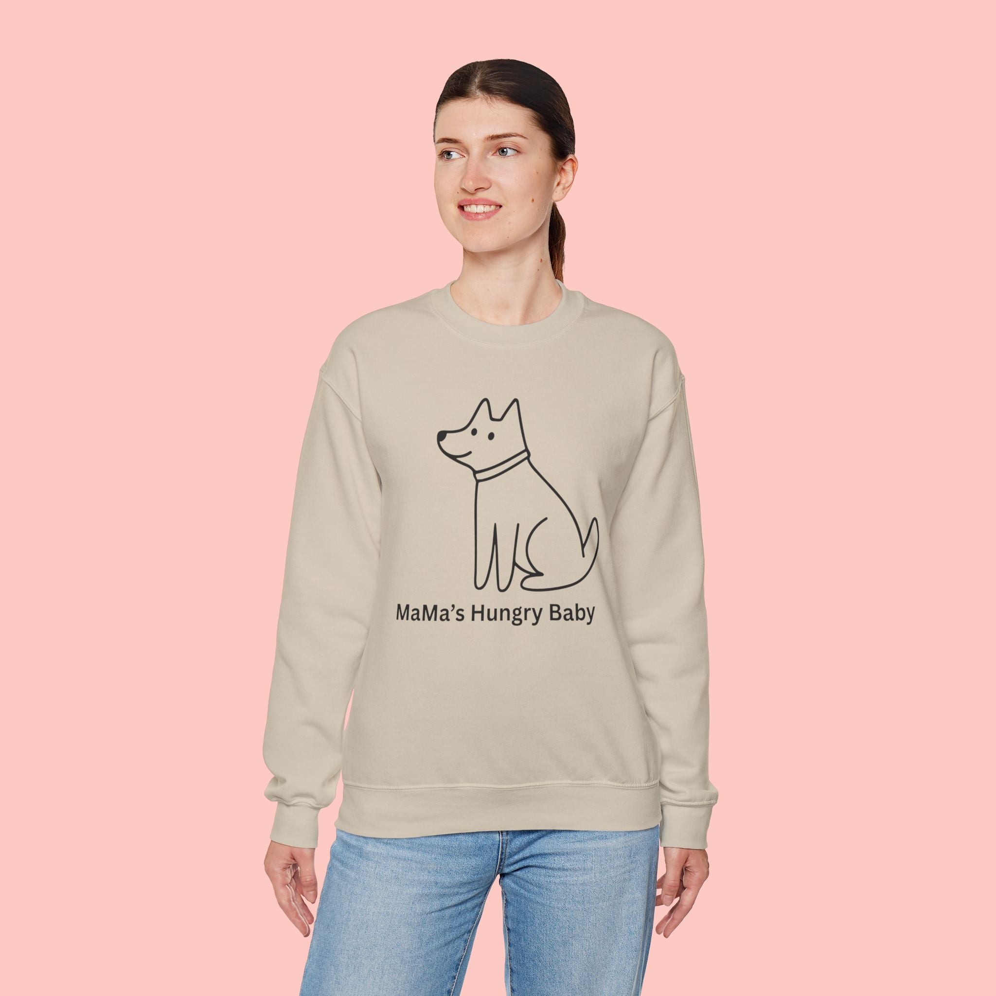Mama's Hungry Baby Sweatshirt — Cute Minimal Dog Graphic Crewneck