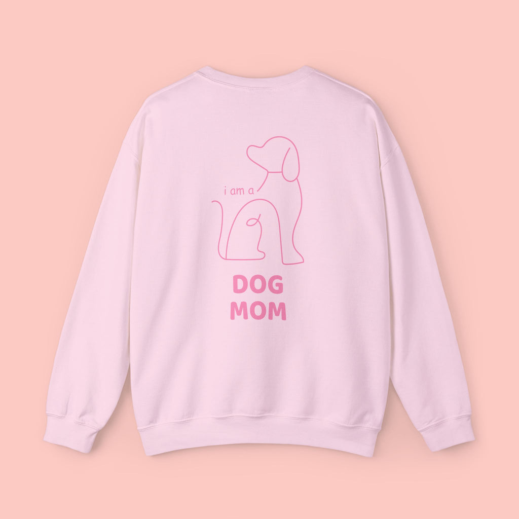 Dog Mom Crewneck Sweatshirt — Pink Minimalist Dog Outline