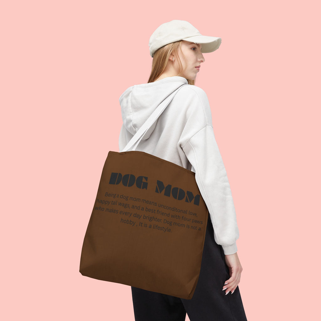 Dog Mom Tote Bag - 'Dog Mom' Printed Canvas Carryall, Gift for Dog Lovers