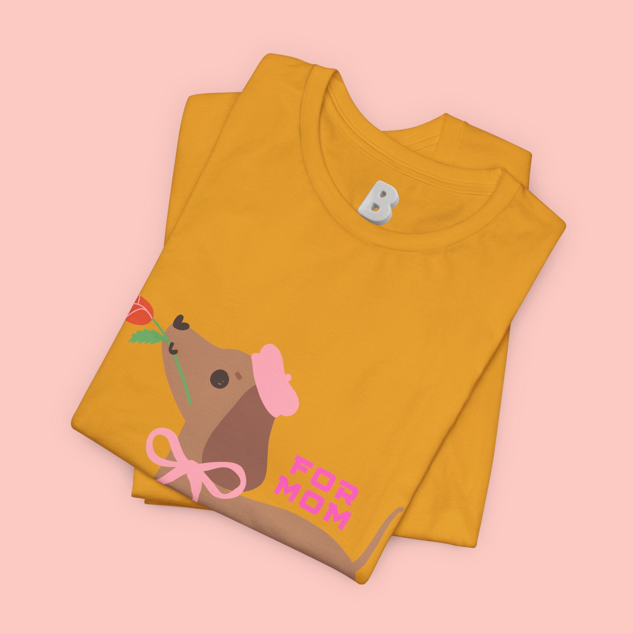 Mommy’s Dachshund Tee – Cute Dog with Rose “For Mom” Shirt